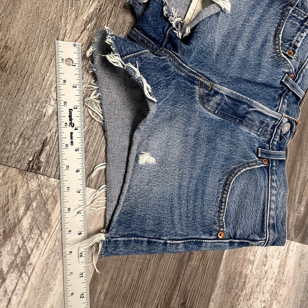 Levis Premium 501XX Blue‎ Womens 26 High Rise Button Fly Raw Cutoff Jean Shorts - Picture 14 of 14